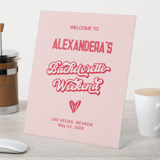 Roze Bachelorette Weekend Party Reclamebord Met Voetstuk (Insitu)