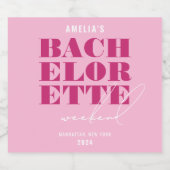 Roze Bachelorette-weekend Sparkling Wijnetiket (Enkel label)