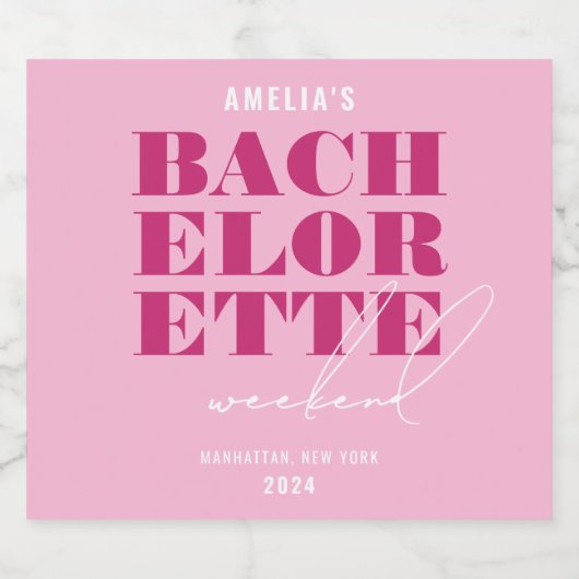 Roze Bachelorette-weekend Sparkling Wijnetiket (Enkel label)