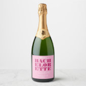 Roze Bachelorette-weekend Sparkling Wijnetiket (Voorkant)