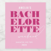 Roze Bachelorette-weekend Wijn Etiket (Enkel label)