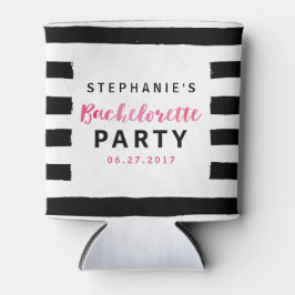 Roze bachelorette: zwart en wit blikjeskoeler