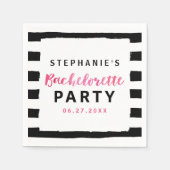 Roze bachelorette: zwart en wit servetten (Voorkant)