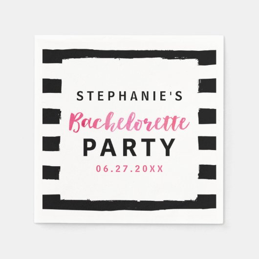 Roze bachelorette: zwart en wit servetten (Voorkant)