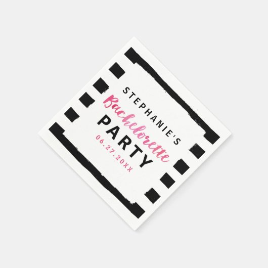Roze bachelorette: zwart en wit servetten (Hoek)