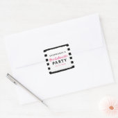 Roze bachelorette: zwart en wit vierkante sticker (Envelop)