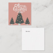 roze backgroun moderne script kerstboom notitiekaartje (Voorkant / Achterkant)