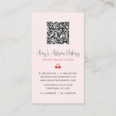 Roze Backmixer Geruite Patroon QR Code Visitekaartje (Achterkant)