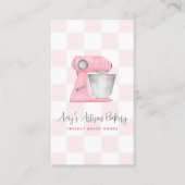 Roze Backmixer Geruite Patroon QR Code Visitekaartje (Voorkant)