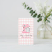 Roze Backmixer Gingham Patroon QR Code Visitekaartje (Staand voorkant)
