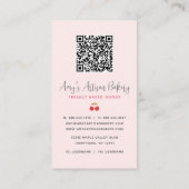 Roze Backmixer Gingham Patroon QR Code Visitekaartje (Achterkant)