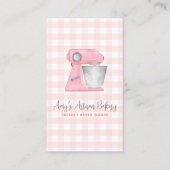 Roze Backmixer Gingham Patroon QR Code Visitekaartje (Voorkant)