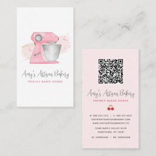 Roze Backmixer Logo QR Code Gebak Chef Visitekaartje
