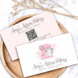Roze Backmixer QR Code Gebak Chef Visitekaartje
