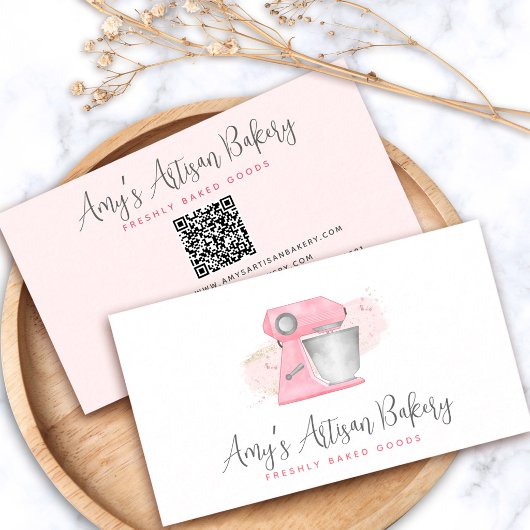 Roze Backmixer QR Code Gebak Chef Visitekaartje