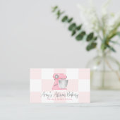 Roze Backmixer QR Code Geruite Patroon Bakkerij Visitekaartje (Staand voorkant)