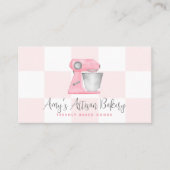 Roze Backmixer QR Code Geruite Patroon Bakkerij Visitekaartje (Voorkant)