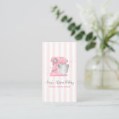 Roze Backmixer Strepenpatroon QR-code Visitekaartje (Staand voorkant)