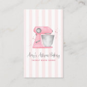 Roze Backmixer Strepenpatroon QR-code Visitekaartje (Voorkant)
