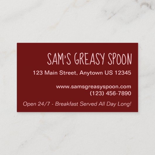 Roze Bacon Slice Restaurant Breakfast Diner Food Visitekaartje (Achterkant)