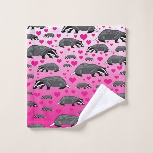 Roze badger hartkledienset bad handdoek (Wasdoekje)