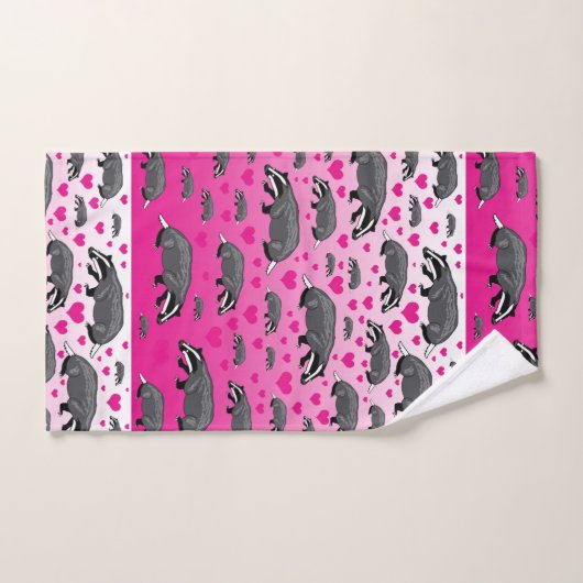 Roze badger hartkledienset bad handdoek (Handdoek)
