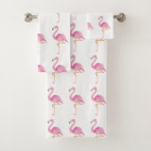 Roze badhanddoeken met flamingo bad handdoek (Insitu)