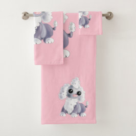 Roze badhanddoeken met puppy Pet - uw kleuren Bad Handdoek