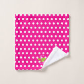 Roze badhanddoekset met polka-stip logo bad handdoek (Wasdoekje)