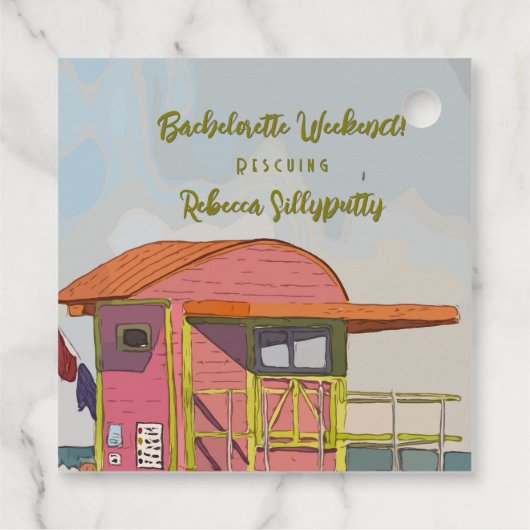 Roze Badmeester Vibes vrijgezellenweekend Bedankjes Labels (Achterkant)