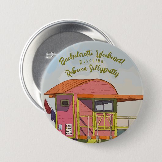 Roze Badmeester Vibes vrijgezellenweekend Ronde Button 7,6 Cm (Voorkant /achterkant)