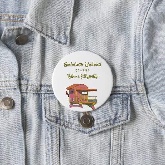 Roze Badmeester Vibes vrijgezellenweekend Ronde Button 7,6 Cm (In situ)