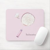 Roze Badminton Sporten Muismat (Met muis)
