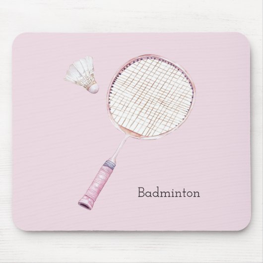 Roze Badminton Sporten Muismat (Voorkant)