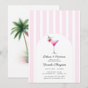 Roze badpakken en Martini's Tropische bruidsdouche Kaart