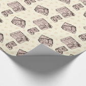 Roze  bagage en rozenknoppen cadeaupapier (Hoek)