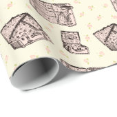 Roze  bagage en rozenknoppen cadeaupapier (Rol Hoek)