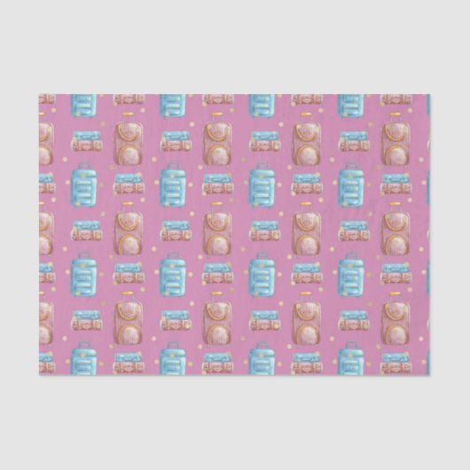 Roze Bagage (Ontwerp 78 Roze Reeks) Tissuepapier (Voorkant)