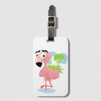 Roze Bagagelabel Flamingo