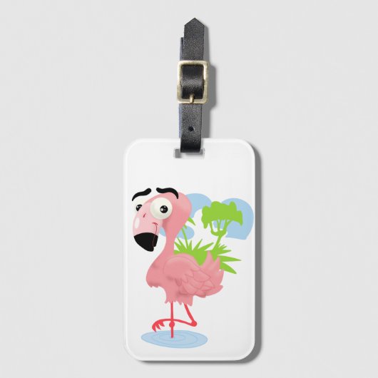 Roze Bagagelabel Flamingo (Voorkant (verticaal))