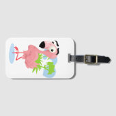 Roze Bagagelabel Flamingo (Voorkant (horizontaal))