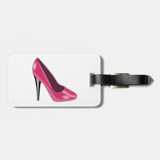Roze Bagagelabel met hoge hiel (Achterkant horizontaal)