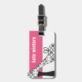 Roze Bagagelabel met hoge hiel-Stiletto-schoen in  (Voorkant verticaal)