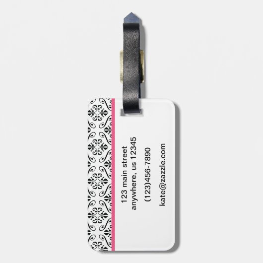 Roze Bagagelabel met hoge hiel-Stiletto-schoen in  (Achterkant verticaal)