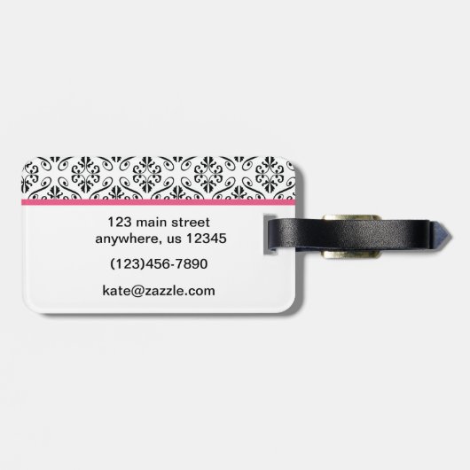 Roze Bagagelabel met hoge hiel-Stiletto-schoen in (Achterkant horizontaal)