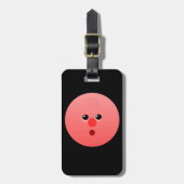 Roze Bagagelabel met lederen riem (Voorkant verticaal)