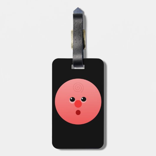 Roze Bagagelabel met lederen riem (Achterkant verticaal)