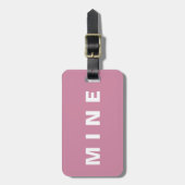 Roze bagagelabel met 'Mijn' erop geschreven (Voorkant verticaal)