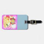 roze bagagelabel van de roze palmboom met roovy hi (Voorkant horizontaal)