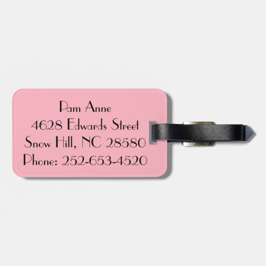 Roze Bagagelabel van de Rozenwieg (Achterkant horizontaal)